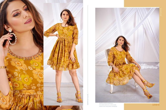 Wild Flower By Poonam Georgette Kurti Catalog